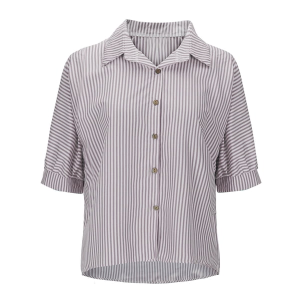 Camiseta de Manga Corta de Cuello en V de la Moda de Verano de las Mujeres Suelta, Blusa de Rayas Casual para la Primavera Y el Verano