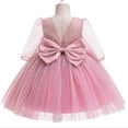 thumbnail image 3 of CHEEREAM Baby Girl Bowknot Flower Dresses with Headwear Baptism Dress Infant Toddler Flower Girls Tulle Gown Wedding Birthday, 3 of 8