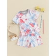 thumbnail image 3 of Lairauiy Baby Boy Girl 4th of July Outfits, Firework Print Short Sleeve Tops + Elastic Waist Shorts Summer 2 Piece Set for Infant Toddler 6M,12M,18M,2T,3T, 3 of 9