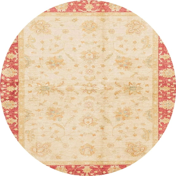 Ahgly Company Indoor Round Abstract Khaki Gold Abstract Area Rugs, 8' Round