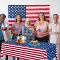 thumbnail image 4 of EP 3Pcs Veterans Day Tablecloth American Flag Patriotic Party Decorations 4th of July Stars and Stripes Plastic Table Cover Party Supplies Disposable Memorial Independence Day Table Decor, 4 of 12