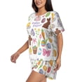 thumbnail image 2 of Kdxio Happy Easter1 Print Pajamas Sets for Women Short-Sleeved Pjs with Lounge Shorts Two Piece Sleepwear S-4XL, 2 of 8