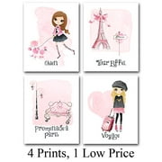 Lone Star Art Pink Paris - Set of Four Photos (8x10) Unframed - Great Gift for Girl's Room or Nursery Decor