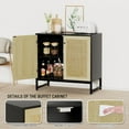 thumbnail image 4 of HQZX New Mid-Century Sideboard with 2 Rattan Arched Door ,Accent Storage Cabinet,Black, 4 of 7