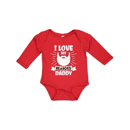 

Inktastic I Love My Bearded Daddy for Fathers Day with Grunge Gift Baby Boy Long Sleeve Bodysuit