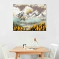 thumbnail image 2 of COMIO Abstract Wall Art Golden Mountain Canvas Pictures Nature Landscape Wall Decor for Living Room Bedroom Bathroom Snow Misty Mountain Tree Birds Print Painting Modern Artwork - 20x16 Inch, 2 of 3