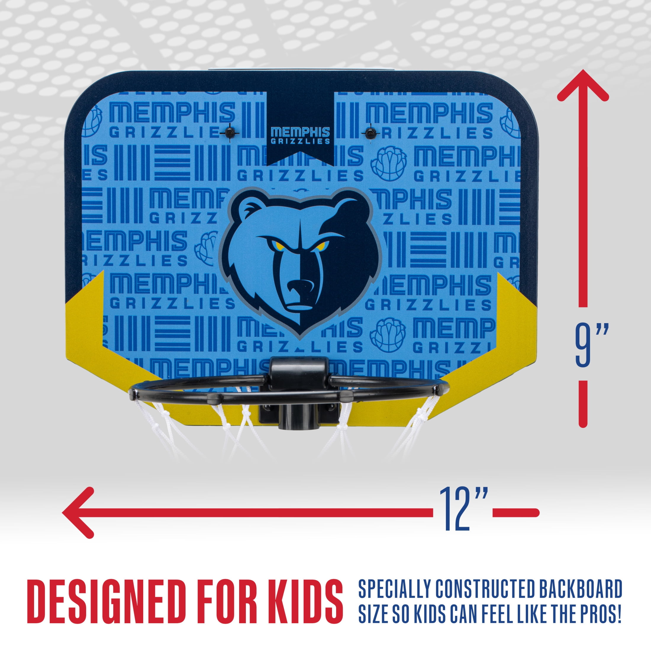 Franklin Sports NBA Memphis Grizzlies Mini Over the Door Basketball Hoop - Kids Indoor Mini Basketball Hoop with Basketball - NBA Fan Shop Mini Hoop for Bedroom + Office - Over the Door Mini Hoop Set