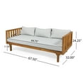 thumbnail image 3 of GDF Studio Bordeaux Outdoor Acacia Wood 3 Seater Daybed with Cushions, Teak and Light Gray, 3 of 7