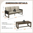 thumbnail image 3 of INTER HUT 2 Piece Cedar Patio Conversation sets, Modern Solid Wood 3-seater Sofa Couch with Cushion and Coffee Table, for Garden, Backyard, Beige, 3 of 8