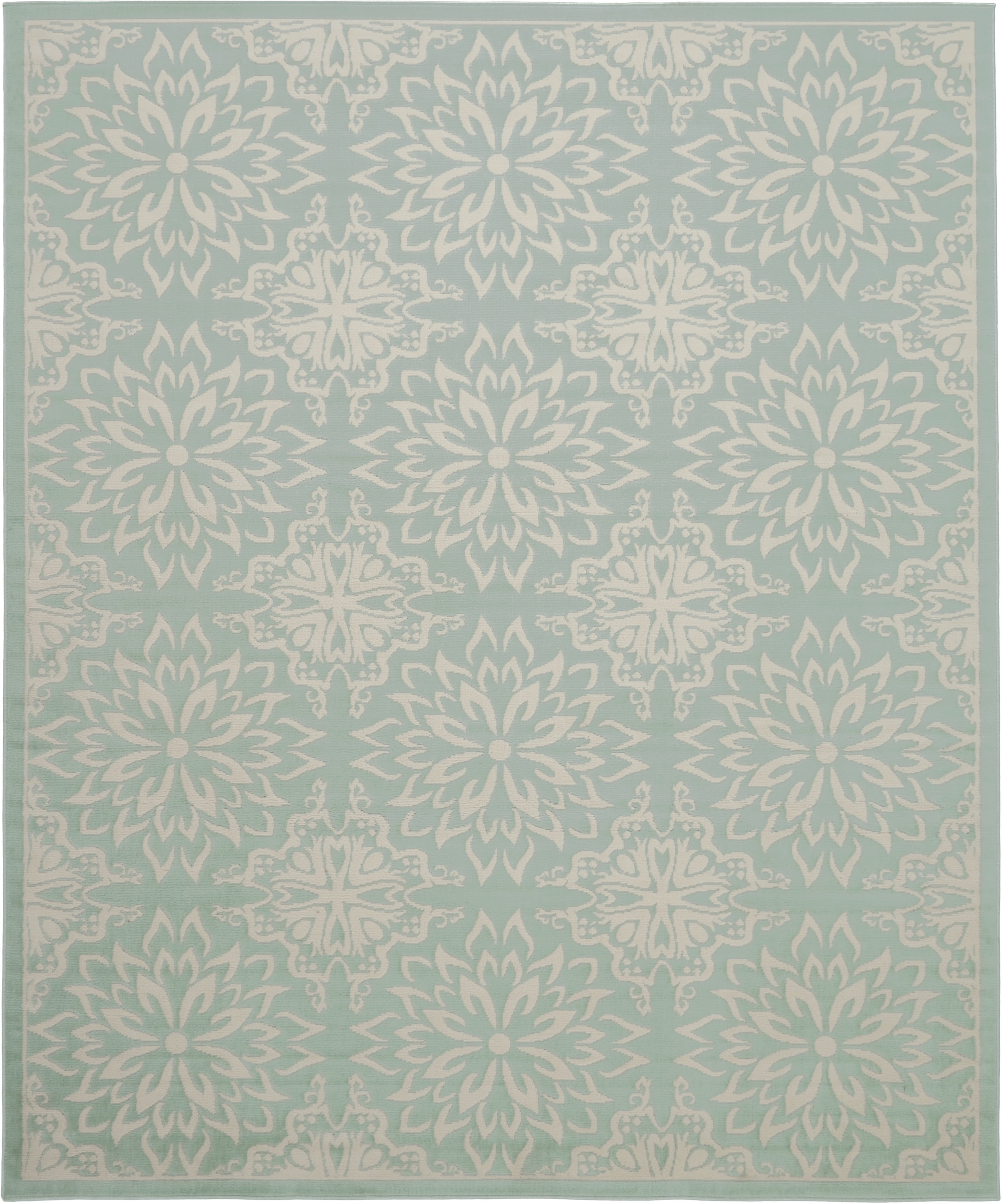 Nourison Bliss Modern Floral Ivory/Green 7'10" x 9'10" Area Rug, (8' x 10')