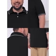 thumbnail image 7 of DARING DIVA Men's Big Tall Contrast Trim Short Sleeve Work Office Golf Shirts 3XL Black, 7 of 7
