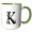 Green/White, variant on 3drose, Alluring Letter K. Halloween Monogram, Broom, Wizard Hat, Cat Art, 15oz Mug