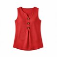 thumbnail image 4 of Fewfanhot Women's Linen Blend V-Neck Sleeveless Tank Top, Button Front Casual Summer Blouse, Loose Fit High-Low Hem Cami, S-3XL, 4 of 5