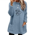 thumbnail image 3 of lcziwo Womens Winter Warm Fuzzy Fleece Sweatshirts Cute Heart Graphic Long Sleeve Crewneck Sherpa Pullover Loose Comfy Loungewear Thermal Tops with Pockets Lightning Sales of Today Blue XL, 3 of 6