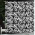 thumbnail image 4 of Ambesonne Vintage Palm Shower Curtain, Jungle Scene Island, 69"Wx75"L, Charcoal Grey and White, 4 of 5