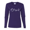 thumbnail image 2 of Wild Bobby, Blessed Inspirational Quote Heart Love, Inspirational/Christian, Women Graphic Long Sleeve Tee, Purple, Large, 2 of 3