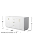 thumbnail image 3 of Wyndham Collection Miranda 66" No-Sink Wood Double Bathroom Vanity in White/Gold, 3 of 4