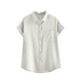 thumbnail image 2 of Ovbmpzd Tops for Women Business Workout White Cap Sleeve Solid Collared Button down Shirts Womens Tunic Tops XXL, 2 of 4