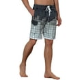 thumbnail image 4 of NOMADIC NOOK Men's Hawaiian Drawstring Waist Color Block Plaid Board Shorts 2 Pack, 4 of 5