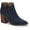 Navy Blue, variant on Dellytop Womens Cutout Pointed Toe Block Stacked Chunky Heel Side Zipper Ankle Boots