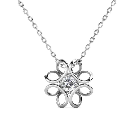 Cate & Chloe Alexis 18k White Gold Plated Necklace with Round Cut Swarovski Crystal Gift for Women