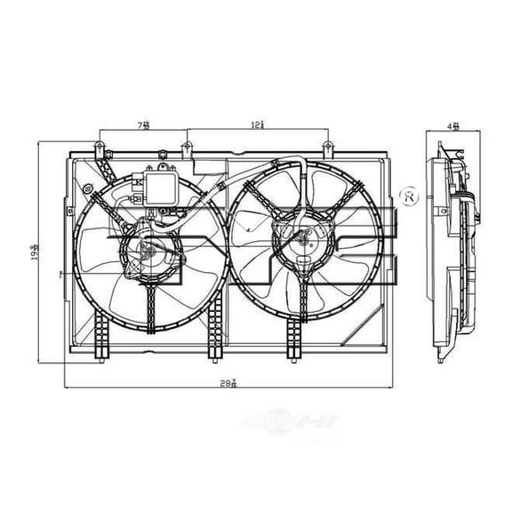 TYC 621820 Auxiliary Fan Assembly Fits 2004 Mitsubishi Outlander