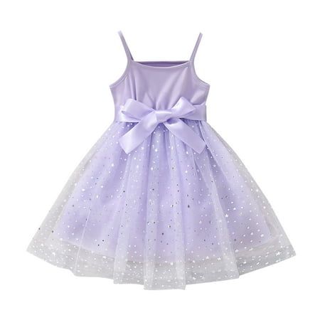 

Wiueurtly Kids Toddler Baby Girls Tutu Dress Sleeveless Bowknot Star Glitter Tulle Dresses Party Prom Ball Gown Princess Dress Casual Girl Dress