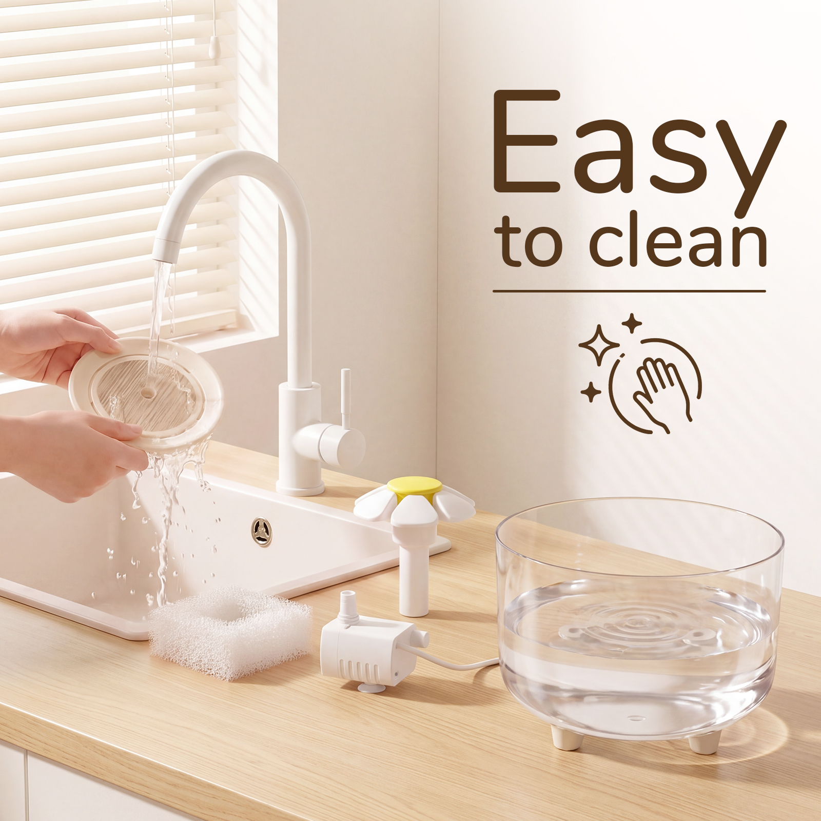 Skdwakiz 1.5L Cat Water Fountain, Clear photo 8