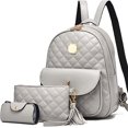 thumbnail image 1 of Mochila para mujer 3 piezas Oso de Fresa moda de cuero PU color beige, 1 of 5