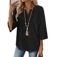 thumbnail image 3 of WIHOLL 3/4 Length Sleeve Summer Tops for Women Trendy Blouses V Neck Lace Shirt Beach Vacation Cruise Outfits, 3 of 11