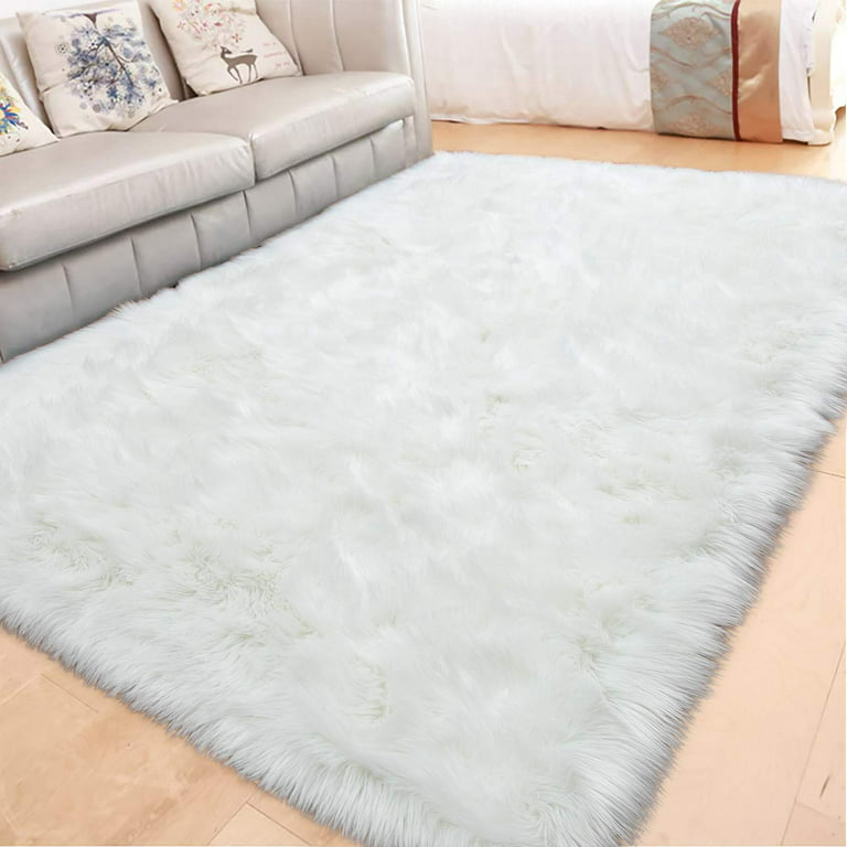 Ghouse Rectangular Grey Area Rug 2x5 feet, Thick and Fluffy Faux Sheepskin  Machine Washable Rectangular Plush Carpet, Faux Sheepskin Rug for Living