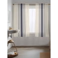 thumbnail image 3 of Midnight Blue Striped Curtains 72 Inch Length, Sheer Curtains for Bedroom Living Room Window Beige Geometric Modern Art Rod Pocket Voile Drapes Kitchen Curtains Small Half Window 52"x72" 2 Panels, 3 of 6