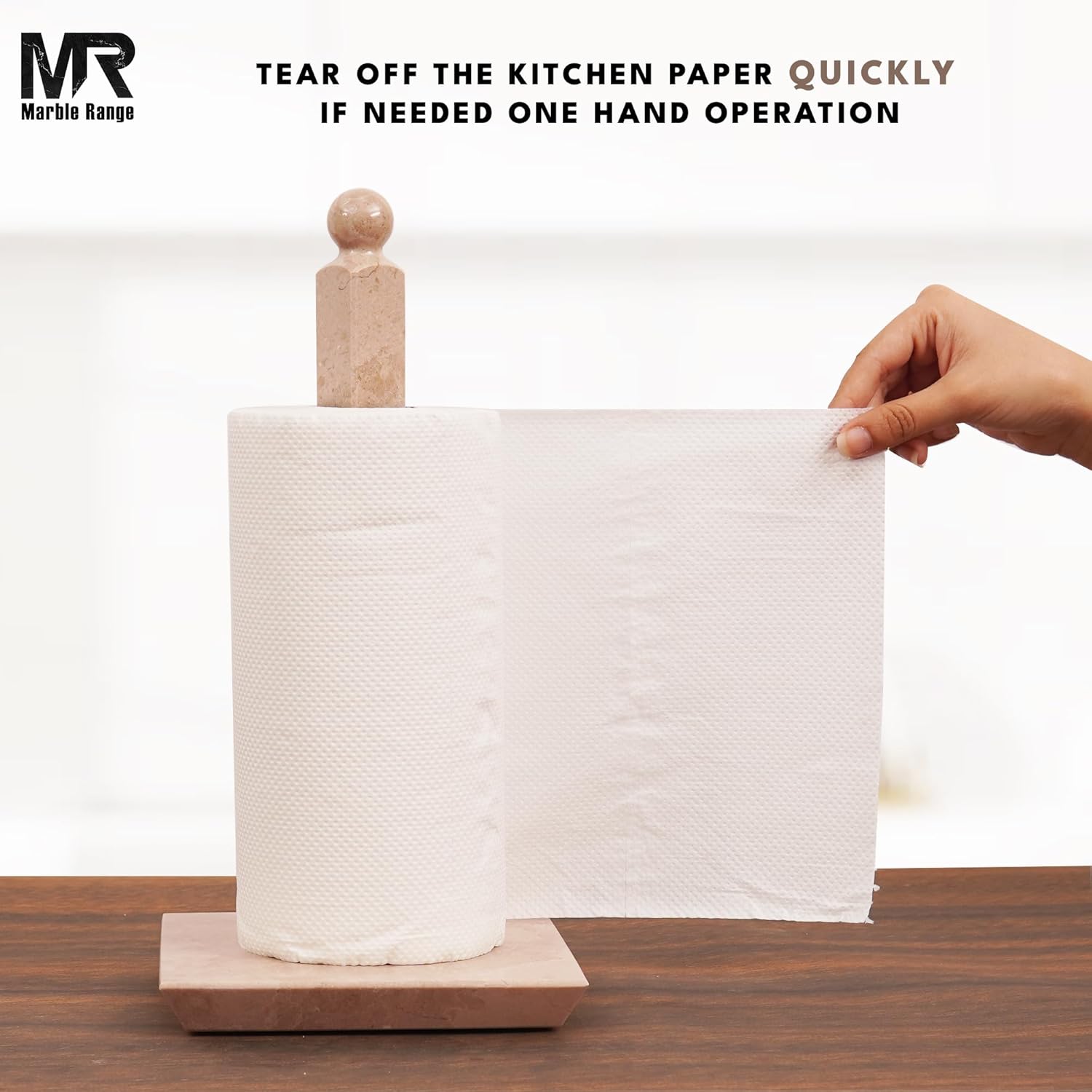 Radicaln Verona Marble Paper Towel Holder 12.5" Stone Paper Towel Organizer for Kitchen Countertop Storage, Kitchen Essentials, Elegant Freestanding Roll Stand for Bathroom and Home Décor