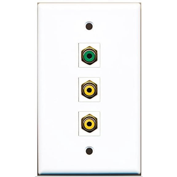RiteAV - 2 Port RCA Yellow and 1 Port RCA Green Wall Plate