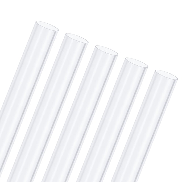 Paquete de 5 tubos rígidos transparentes, 15 mm (0.59") ID x 16 mm (0.63") OD, tubo plástico redondo de 0.8 pies para agua/acuario/protección de cables.
