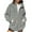 Gray, variant on Fleece Jacket Women Fuzzy Long Sleeve Short Coats Winter Warm Stand Collar Sherpa Outerwear with Pockets (Beige 2XL）