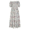 thumbnail image 3 of Femmes Bohème Robes Florales sur l'Épaule Flowy une Ligne Plage Partie Maxi Robe de Retour Robes, 3 of 7