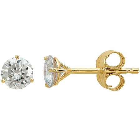 Endless Light Lab-Created Moissanite 14kt Yellow Gold 4.0mm Round Post Earrings