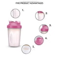 thumbnail image 2 of 600ml Shaker Bottle Sports Whey Protein Mixing Bottle With Stirring Ball Bot Cup, 2 of 3