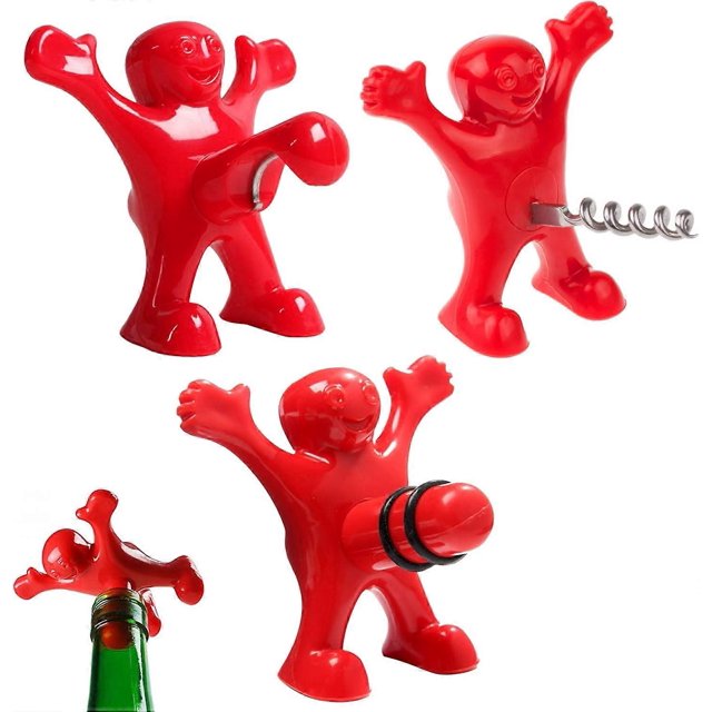 Bottle Opener, Funny Wine Opener Corkscrew Wine Stoppers Beer Bottle Opener Novelty Wine Gift Set 3Pcs
