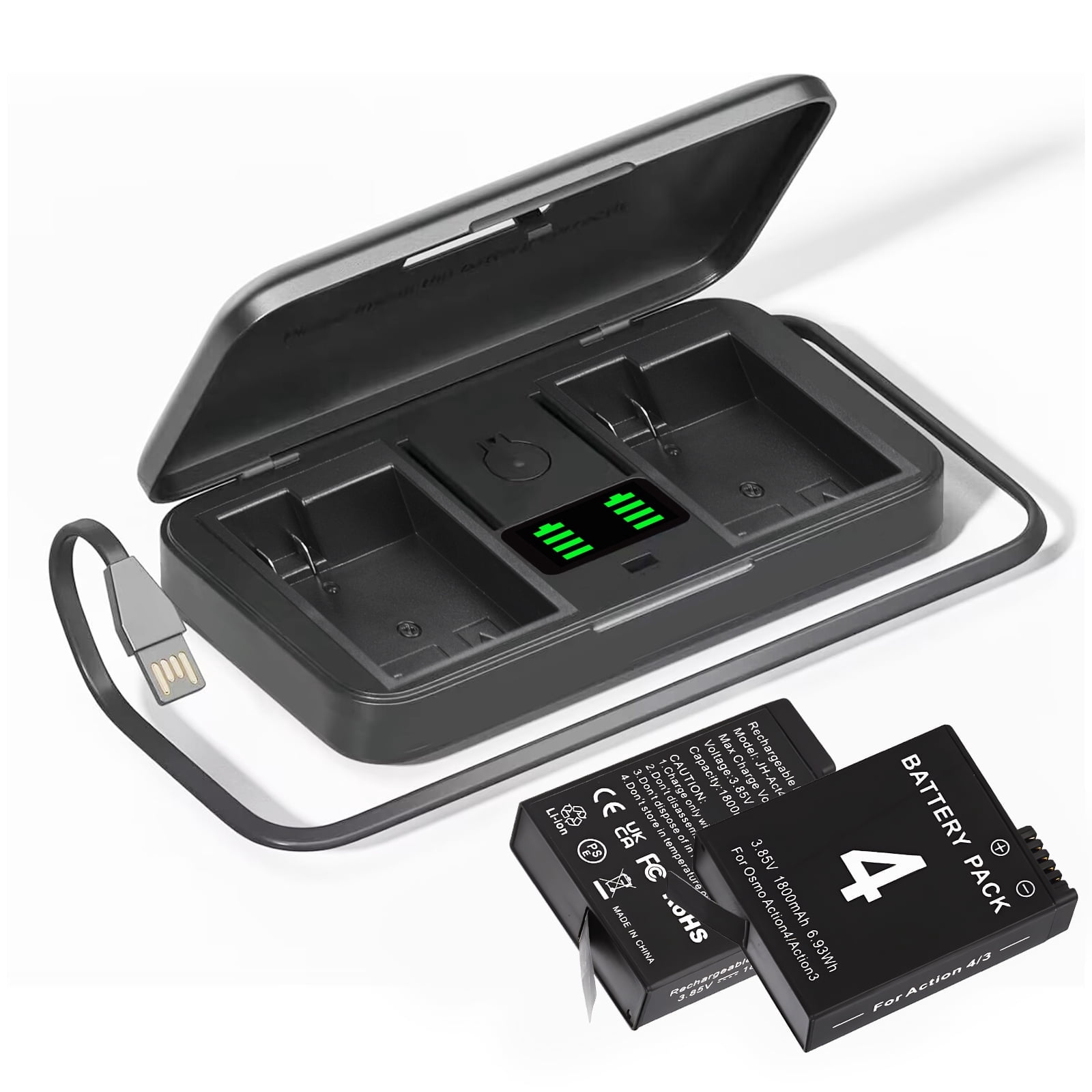 2-Pack 6040mAh Rechargeable 3.65V Battery Compatible with Video
