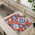thumbnail image 4 of Navy Blue Porcelain Flower Pattern Drying Mat Diatomaceous Earth Super Absorbent Slip Rubber Sole Heat Resistant 230 Degrees Fahrenheit 23.6×19.7in, 4 of 11
