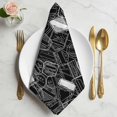thumbnail image 2 of Black White Postmarks Cloth Napkins, Modern Abstract Lines Motifs Washable and Reusable Dinner Napkins Set of 2, Table Napkin for Kitchen Party Birthday Wedding Hotel Housewarming 20"x20", 2 of 9