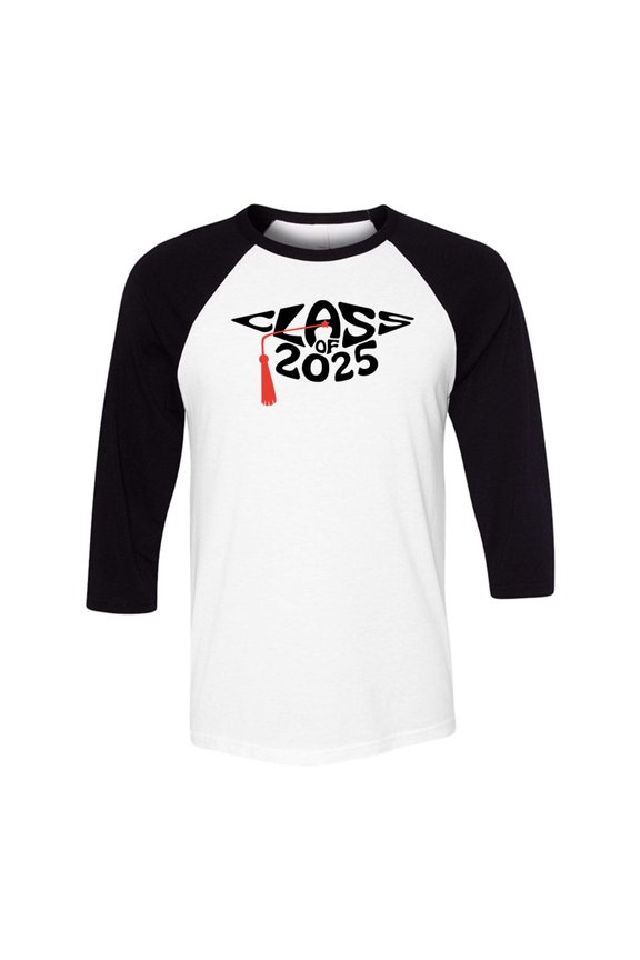 Cap Class of 2025 Three-Quarter Raglan Sleeve Baseball Shirt Unisex Large White/Black
