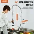 thumbnail image 2 of VEVOR Commercial Faucet with Pre-Rinse Sprayer, 44" Height, 8" Center, 12" Swing Spout, Deck Mount Kitchen Sink Faucet, 2 of 9
