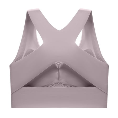 LEEy-World Lingerie for Women Plus Size Minimizer Unlined Wireless Bra with Lace Embroidery Grey L