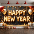 thumbnail image 4 of Balloon Design Happy New Year Banner Gift Box Glitter Decor Festive Backdrop for Holiday Party Event Celebration, 4 of 5