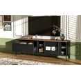 thumbnail image 6 of Euroco 70.8'' Modern TV Stand for TVs up to 75 Inches, Entertainment Center with Storage Space, Sliding Doors, Adjustable Shelves and Metal Frame, Mid Century Modern Media TV Console Table, 6 of 12