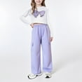 thumbnail image 2 of newwalpole Girls Clothes 2 Piece Cute Butterfly Sweatshirt & Flared Pants/Cargo Pants Winter Outfits for Teen Girls Purple for Size 4-5 Years, 2 of 6