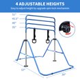 thumbnail image 3 of Gymnastic Bars for Kids with Adjustable Height and Triangular Structure, Folding Gymnastic Training Monkey Bar with Rubber Rings and Round Pedestals for Home, Blue, 3 of 9